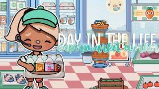 Day In The Life As A SUPERMARKET WORKER  | *with voice* | Toca Boca Roleplay