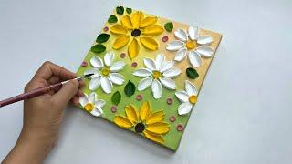 Create Stunning Colorful Textured Flowers on Canvas | Step-by-Step Textured Flower Tutorial
