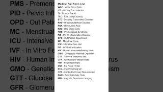 all medical full forms