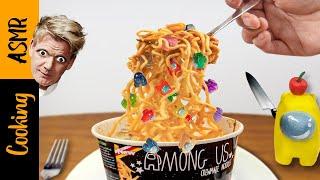 Eating AMONG US NOODLES in Real Life | ASMR Food Mukbang No Talking