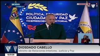 EN VIVO: Rueda de prensa del Vicepresidente de Política, Seguridad Ciudadana y Paz, Diosdado Cabello