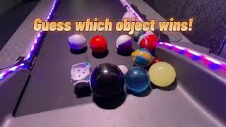 Guess which object wins!  Treadmill Ball Racing  Pokémon golf ping pong planets and more!