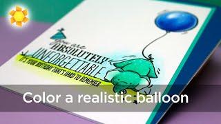 Color a realistic balloon + birthday card organization