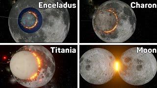 Different Satellites Collide With the Moon | Collision Animation - Universe Sandbox