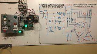 Wye-delta starter control circuit with Omron time on delay.