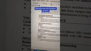 How to make your resume 1 page 🫡  #SHORTS