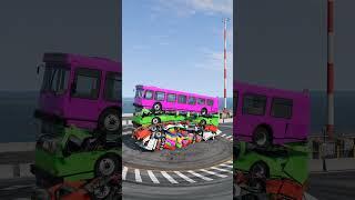 Mixed Rainbow Colour Cars & Buses Fall Crash #9 - BeamNG.Drive