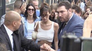 Bella Hadid, Gigi Hadid and Kendall Jenner swarmed by the fans after at the Alberta Ferretti Show in