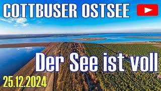 Der Cottbuser Ostsee ist voll - Drohnenflug am Tranitz Haff an Weihnachten 2024