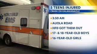 EMS respond to a rollover accident involving group of teens in Waimanalo