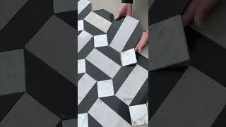 Carrara White Nero Marquina Cinderella Octagonal Mosaic Tile.#mosaic #marble #marblemosaic #tiles