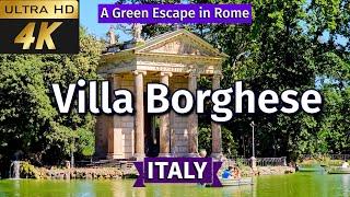 [4k] Villa Borghese Rome Tour 2024 | Villa Borghese History | Historic Park in Rome | Rome must see