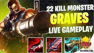 22 KILLS MONSTER GRAVES GAME! - Wild Rift HellsDevil Plus Gameplay