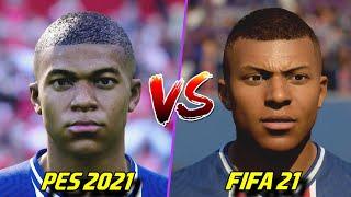  PES 2021 vs FIFA 21 | TOP 100+ Famous Player Faces Comparison Ft. Messi, Ronaldo, Neymar, Mbappe,