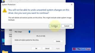 Delete all System Restore Points in Windows 11