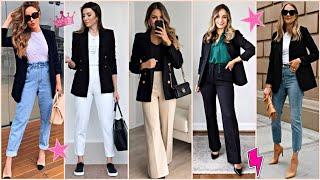 Moda 2025 Mujer Looks con Blazers en color Negro Combinaciones Sencillas