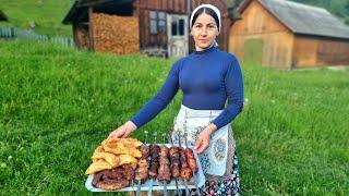 Muhteşem bir kadın, inanılmaz doğanın ortasında tek başına yaşıyor!! dağ yemeği pişirme