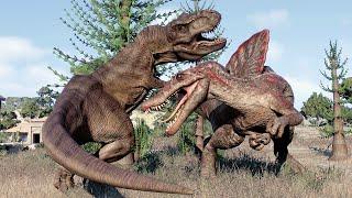 T.REX 1993 vs 2022 Giganotosaurus and Tarbosaurus, Indominus Rex & Spino Battleground - JWE 2