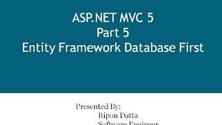 ASP.NET MVC 5 Step by Step: Part 5 Entity Framework Database First