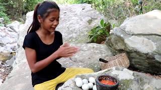 Find food meet Baby eggs duck in jungle for eat - Cook Baby eggs duck eating delicious #22