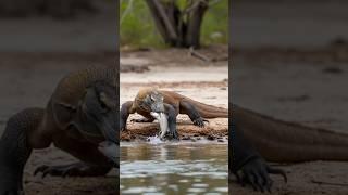 Komodo Dragon Pulls Fish from Water #shorts #animalrescue #love #wildlife #nature #foryou #funny #ai