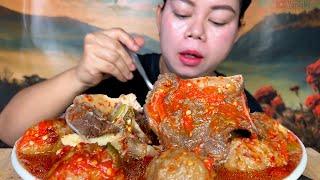 bakso sapi  urat toping tulang sapi soun sambal pedas 1 mangkok Mukbang