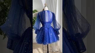 Long sleeves corset star tulle mini dress #dress #gown #prom #sewing #fashion #hautecouture #wedding