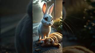 "Rabbit Saves Cat in Heartwarming Rescue – Must-See Animal Hero!"