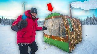 Ice Fishing In A SAUNA Tent In Sweden! (hot tent)