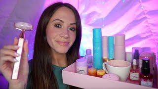 ASMR / Spring Spa & Pampering During A Thunderstorm (layered sounds, skincare) 