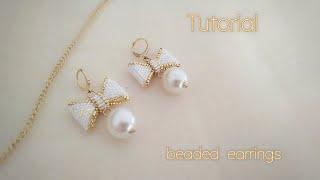 Мастер-класс : Серьги бантики из бисера "Белые мечты" |Tutorial beaded bows earrings White dreams🫶