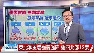 【立綱氣象報報】鋒面深夜接近 台南以北局部雷陣雨│中視晚間氣象 20250303