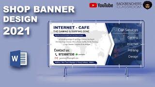 Create Internet Cafe Shop Banner design in ms word 2019 | banner poster design 2021 template