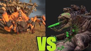 Паук арахнарока vs Мерзость из Адской Дыры: Total War Warhammer 3. тесты юнитов v 2.4.0