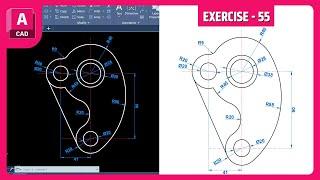 AutoCAD Practice Exercise 55  Step by Step 2D Drawing Tutorial