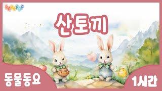 [1시간 연속재생] 깡총깡총 귀여운 산토끼 연속듣기동물동요 | 인기동요 | 율동동요 | 어린이동요 | 유치원동요 | 손유희동요 | 토끼송 | 창작동요 | Kids Songs