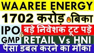 WAAREE ENERGIES IPO LATEST GMP  SUPER JACKPOT  WAAREE IPO LISTING GAIN RETAIL Vs HNI • APPLY DATES