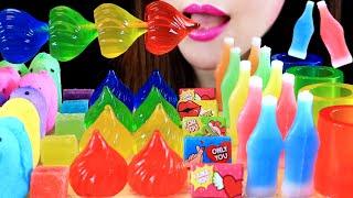 ASMR RAINBOW DESSERT NIK-L-NIPS WAS BOTTLES POPPINGBOBA RAINBOWJELLY KOHAKUTOU PEEPS 무지개젤리 팝핑보바 먹방