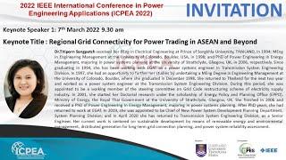 2022 IEEE International Conference in Power Engineering Applications (ICPEA 2022) - Keynote 1