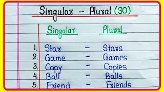 Singular Plural 30 words | 30 Singular and Plural Words in English | Singular Plural Words 30