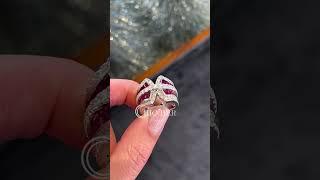 3.25ct Two Tone Baguette&Round Cut Ruby&Diamond Wedding Band
