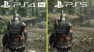 The Elder Scrolls Skyrim 10th Anniversary Edition PS5 vs PS4 Pro Special Edition Graphics Comparison