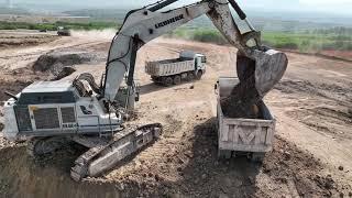 Liebherr 984 Excavator Loading Trucks With Two Passes - Sotiriadis/Labrianidis Mining Works - 4k