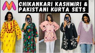 Myntra Chikankari Kashmiri & Pakistani Kurta Sets Haul | Myntra Try-On & Review #kurtaset #myntra