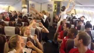 Germany Women's National Volleyball Team playing volleyball on a plane