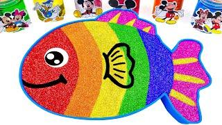 Satisfying Video How To Make Rainbow Fish Bathtub With Glitter Slime Cutting ASMR | Idea By Sunny C