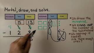 2nd Grade Math 6.7, 3-digit Subtraction, Regroup Tens