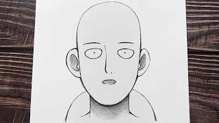 Easy anime sketch | how to draw Saitama - [One-Punch Man] | boy drawing step by step for beginners