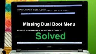 How to Fix Missing Dual Boot menu Windows 10/8/7