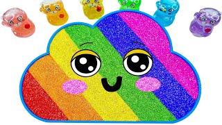 Satisfying Video | How To Make Rainbow Cloud Bathtub With Glitter Slime Cutting ASMR